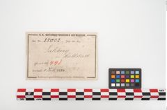 Etikett zu Bronzelappenbeil (NHMW-PRAE-025002)